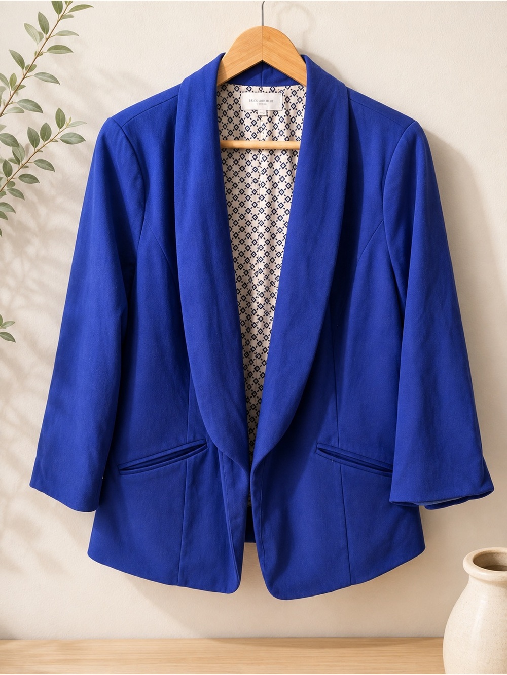 Skies are Blue Royal Blue Open Front Blazer Size XL